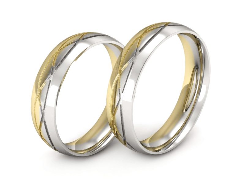 Obrączki biało żółte złoto obrączki złote - P54180T146bz — zdjęcie 3