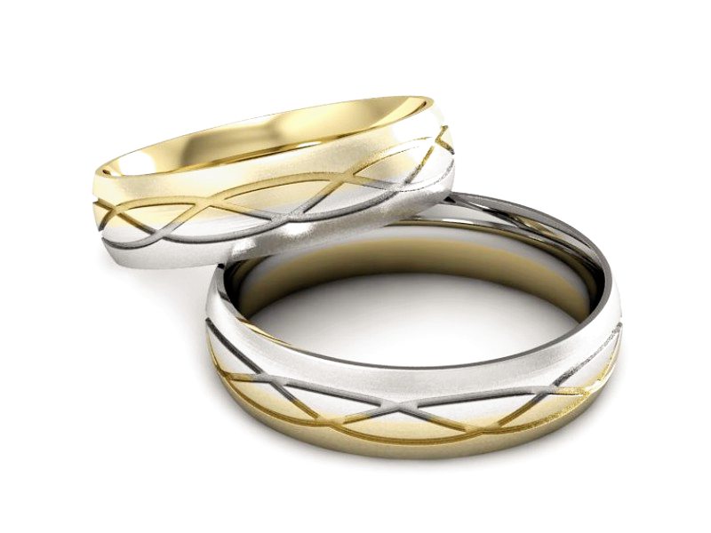 Obrączki biało żółte złoto obrączki złote - P54180T146bzmp — zdjęcie 2