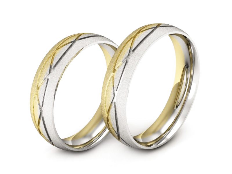 Obrączki biało żółte złoto obrączki złote - P54180T146bzms — zdjęcie 3
