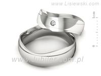 Obrączki ślubne z brylantem złote białe złoto obrączki 585 - P55140T30b- 2