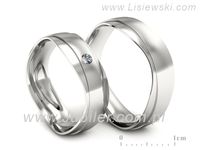 Obrączki ślubne z brylantem złote białe złoto obrączki 585 - P55140T30b- 3