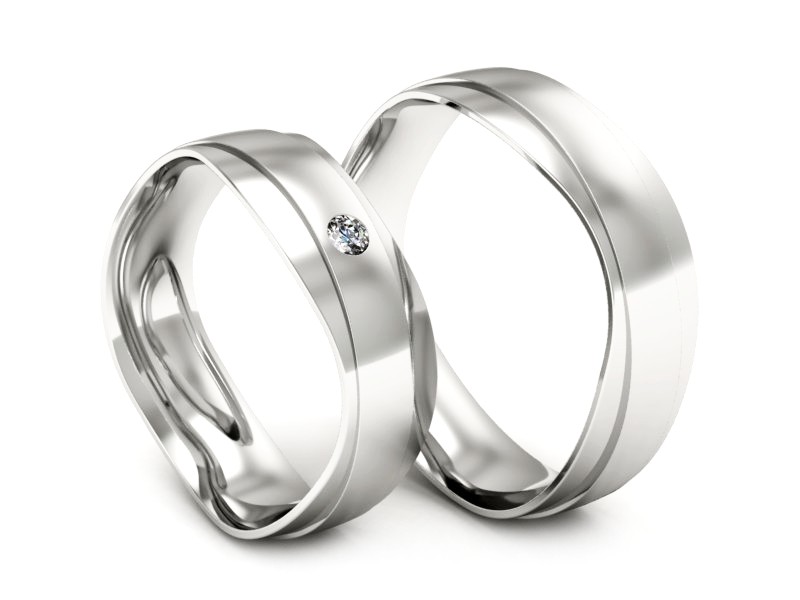 Złote Obrączki z brylantami białe złoto 585 - P55140T30b — zdjęcie 3