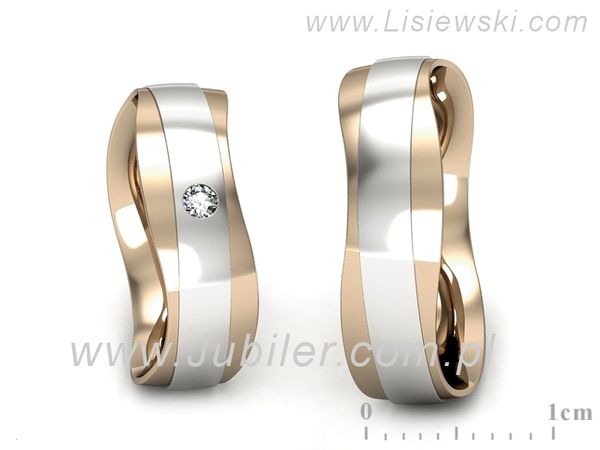 Obrączki ślubne obrączki brylant złote białe i różowe Au 14k - P55140T30bc- 1