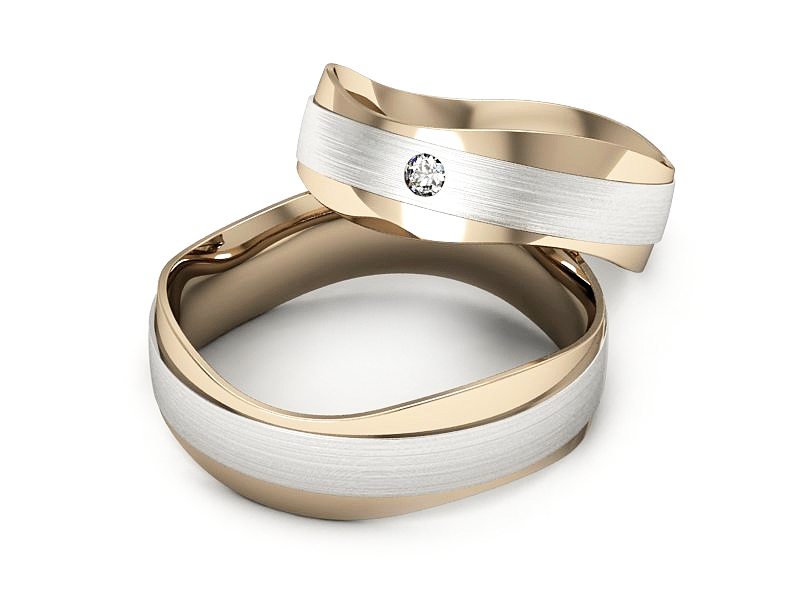 Obrączki z brylantem białe i różowe złoto - P55140T30bcmp — zdjęcie 2