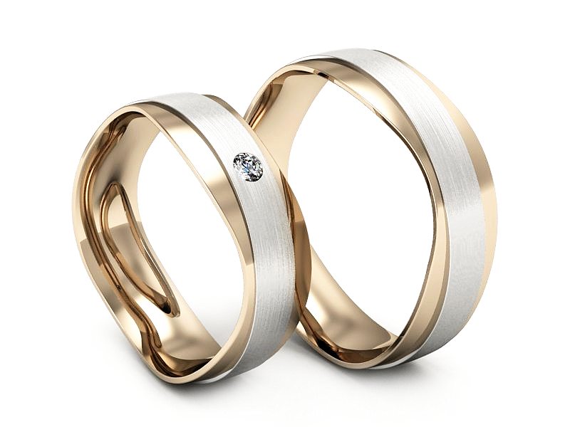 Obrączki z brylantem białe i różowe złoto - P55140T30bcmp — zdjęcie 3
