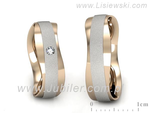 Obrączki ślubne obrączki brylant złote białe i różowe Au 14k - P55140T30bcms- 1
