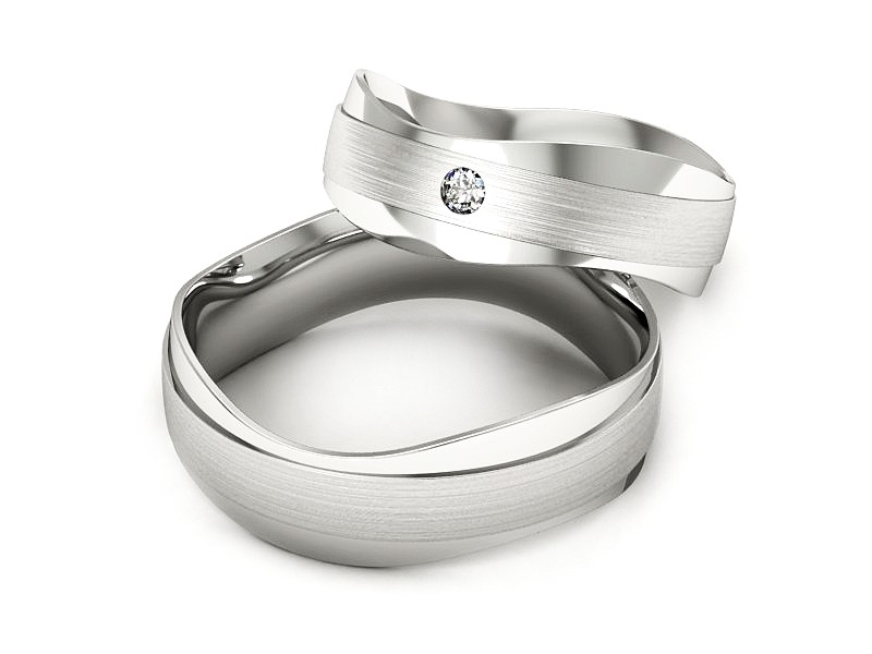 Obrączki ślubne obrączki z diamentem złote białe złoto 585 - P55140T30bmp - 2