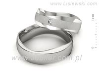 Obrączki ślubne z brylantem złote białe złoto obrączki 585 - P55140T30bms- 2