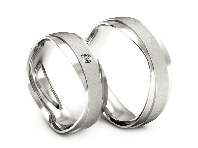 Obrączki z brylantem białe złoto obrączki 585 - P55140T30bms — zdjęcie 3