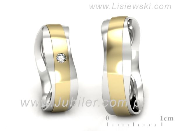 Obrączki ślubne obraczki z diamentem białe i żółte złoto - P55140T30bz- 1