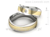 Obrączki ślubne obraczki z diamentem białe i żółte złoto - P55140T30bz- 2