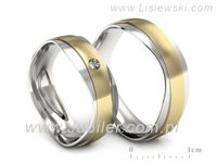 Obrączki ślubne obraczki z diamentem białe i żółte złoto - P55140T30bz- 3