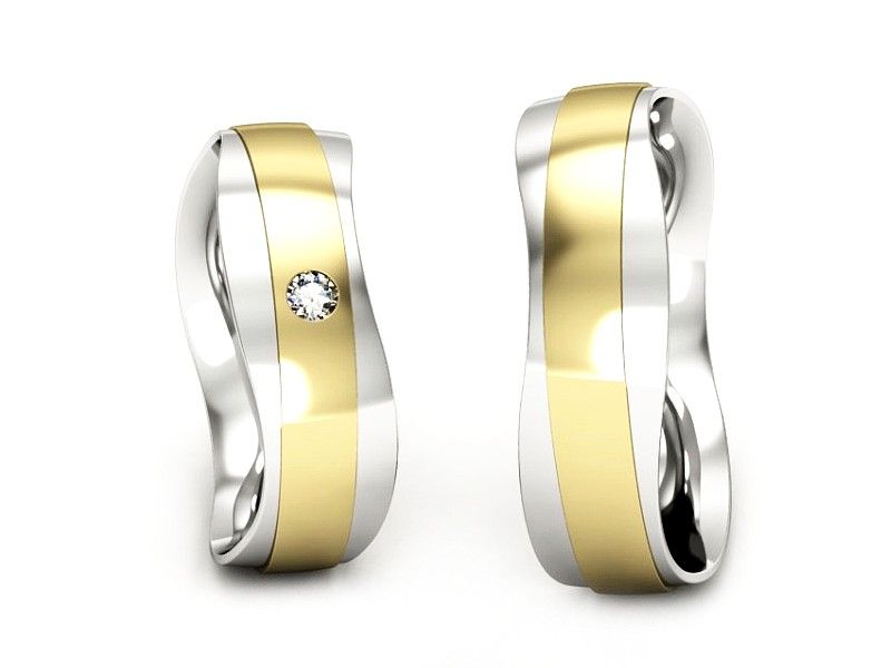 Obrączki z diamentem białe i żółte złoto - P55140T30bz - 1