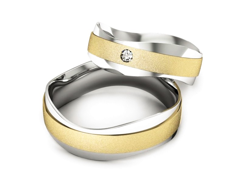 Obrączki z diamentem białe i żółte złoto - P55140T30bzms — zdjęcie 2