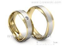 Obrączki ślubne z brylantem dwukolorowe żółte białe złoto 585 - P55140T30zbmp- 3