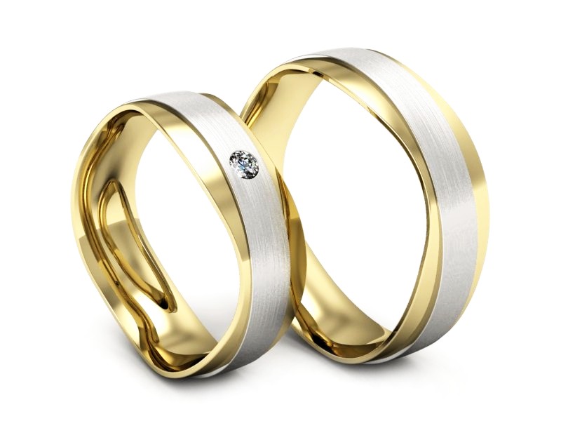Obrączki z brylantem żółte białe złoto 585 - P55140T30zbmp — zdjęcie 3