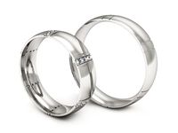 Obrączki ślubne obraczki z diamentami soczewkowe białe 585 - P55150T196b- 3