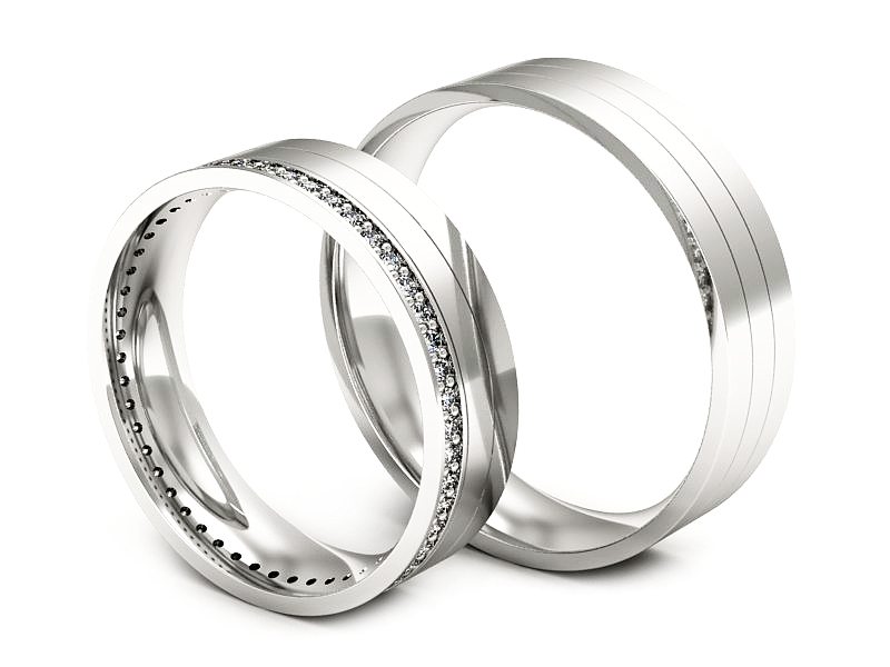 Obrączki z diamentami soczewka białe 585 - P55150T216b — zdjęcie 3