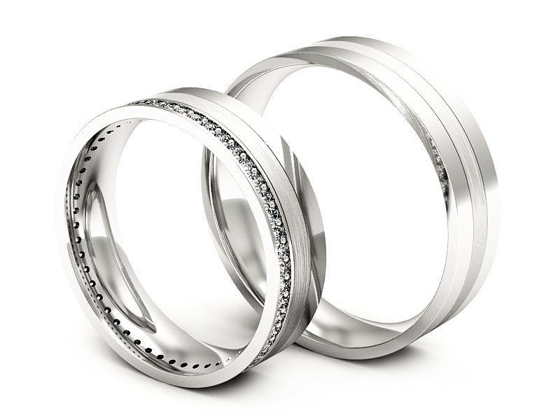 Obrączki z diamentami soczewka białe 585 - P55150T216bmp — zdjęcie 3