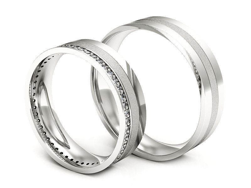 Obrączki z diamentami soczewka białe 585 - P55150T216bms — zdjęcie 3