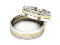 Obrączki ślubne obrączki z diamentami białe żółte złoto - P55150T216bzms- 2