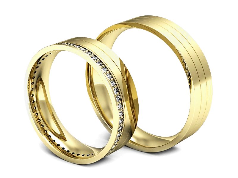 Obrączki z diamentami soczewka żółte 585 - P55150T216z — zdjęcie 3