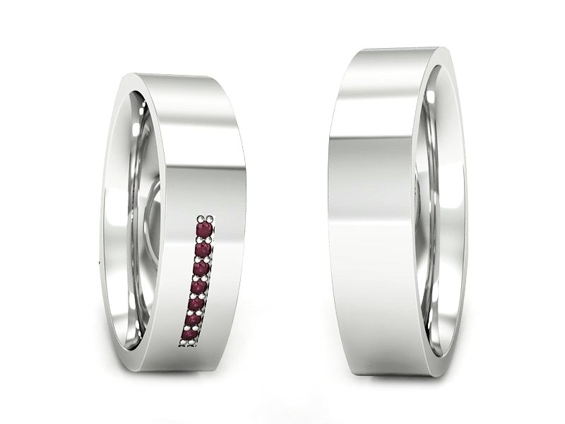Obrączki z rubinami złote białe złoto 585 - P55160351bru — zdjęcie 3