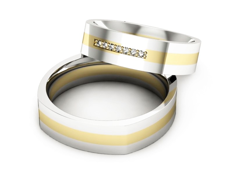 Obrączki ślubne z brylantami dwukolorowe - p55160351bz — zdjęcie 2