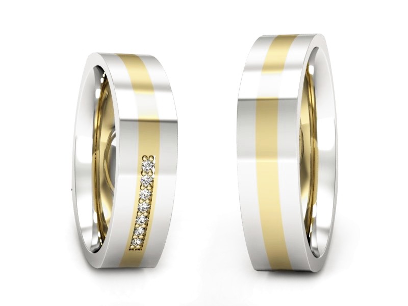 Obrączki ślubne z brylantami dwukolorowe - p55160351bz — zdjęcie 3