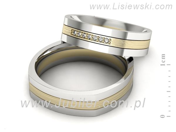 Obrączki z diamentami złoto dwukolorowe 585 - P55160351bzmp