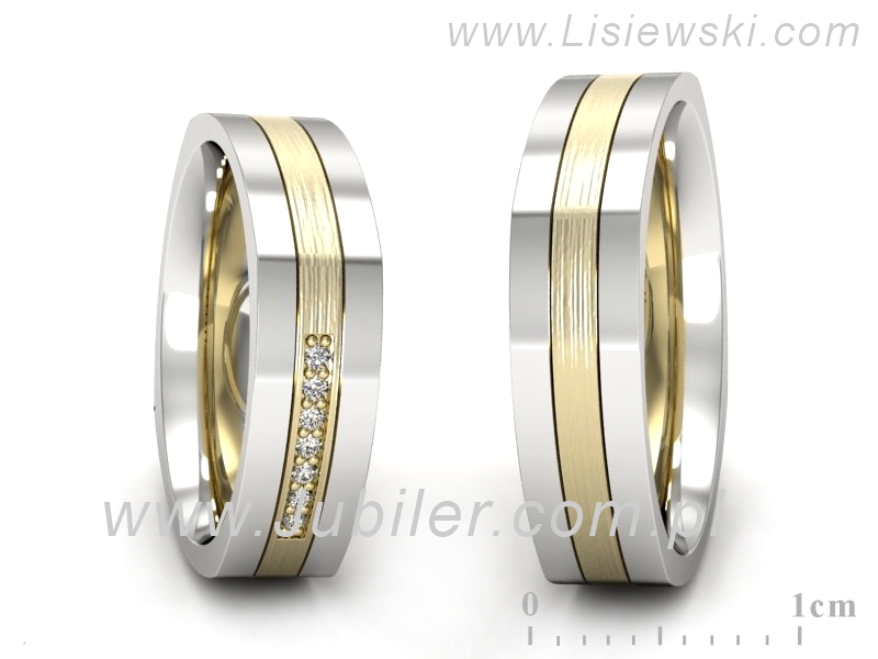 Obrączki z diamentami złoto dwukolorowe 585 - P55160351bzmp — zdjęcie 3