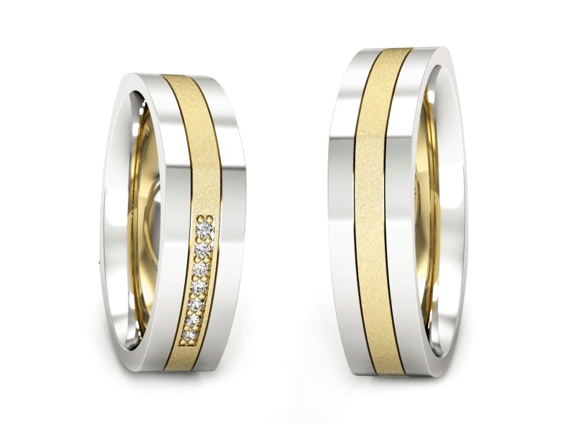 Obrączki ślubne z brylantami dwukolorowe - p55160351bzms — zdjęcie 3