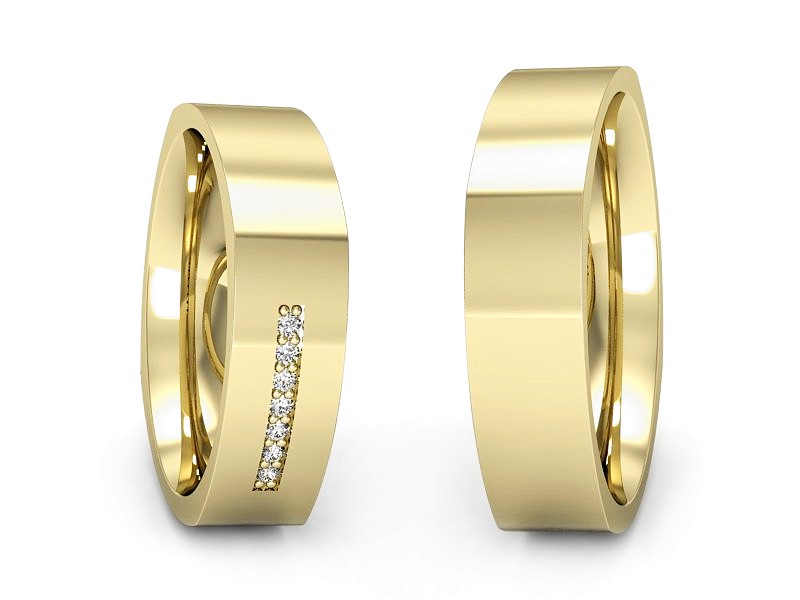 Obrączki z diamentami z żółtego złota 585 - p55160351z — zdjęcie 3
