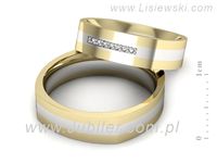 Obrączki ślubne z brylantami dwukolorowe - p55160351zb- 2