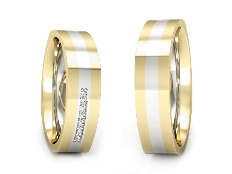 Obrączki ślubne z brylantami dwukolorowe - p55160351zb — zdjęcie 3