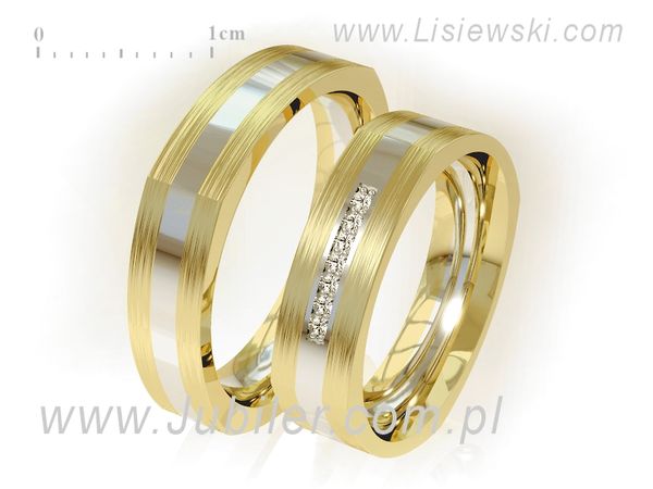 Obrączki ślubne obrączki z diamentami złoto dwukolorowe 585 — P55160351zbm