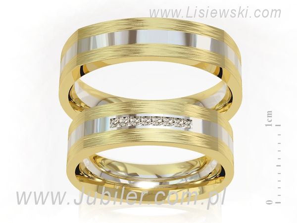 Obrączki ślubne obrączki z diamentami złoto dwukolorowe 585 - P55160351zbm