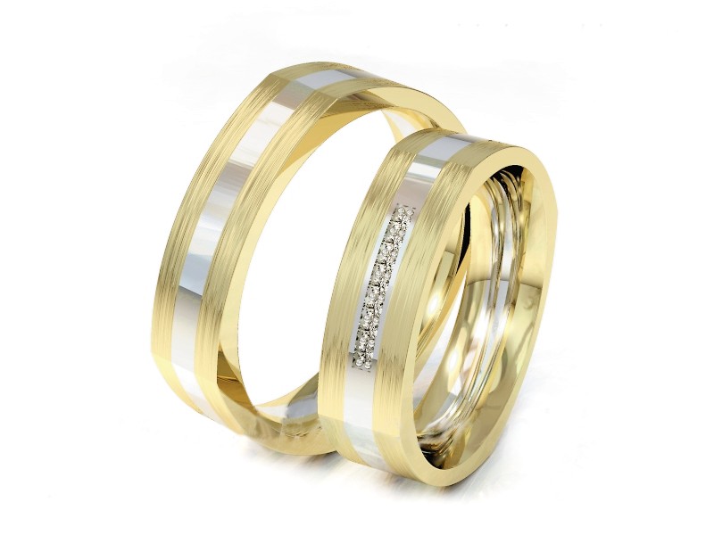 Obrączki z diamentami dwukolorowe złoto 585 - P55160351zbm — zdjęcie 3