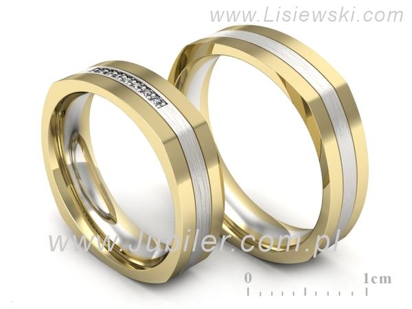 Obrączki ślubne obrączki z diamentami złoto dwukolorowe 585 — P55160351zbmp