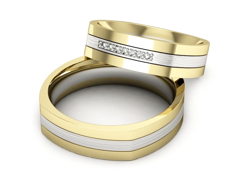 Obrączki z diamentami złoto dwukolorowe 585 - P55160351zbmp — zdjęcie 2