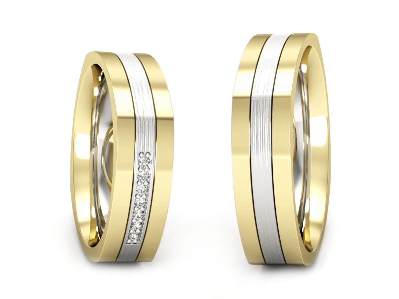 Obrączki z diamentami złoto dwukolorowe 585 - P55160351zbmp — zdjęcie 3