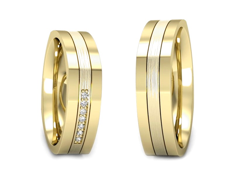 Obrączki z diamentami z żółtego złota 585 - p55160351zmp — zdjęcie 3