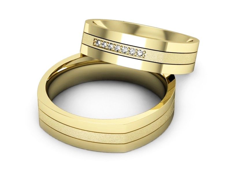 Obrączki z diamentami z żółtego złota 585 - p55160351zms — zdjęcie 2