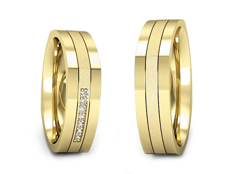Obrączki z diamentami z żółtego złota 585 - p55160351zms — zdjęcie 3