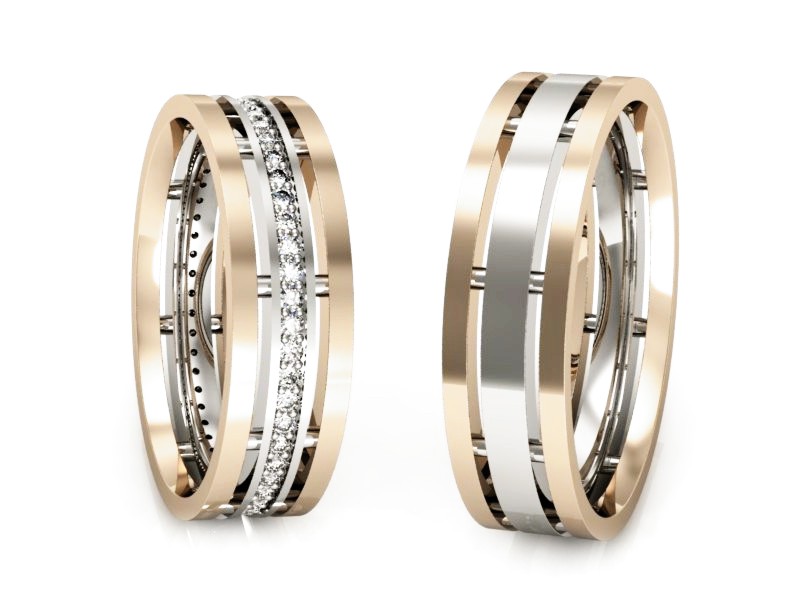 Obrączki z diamentami złote białe i różowe - P55160T101bc
