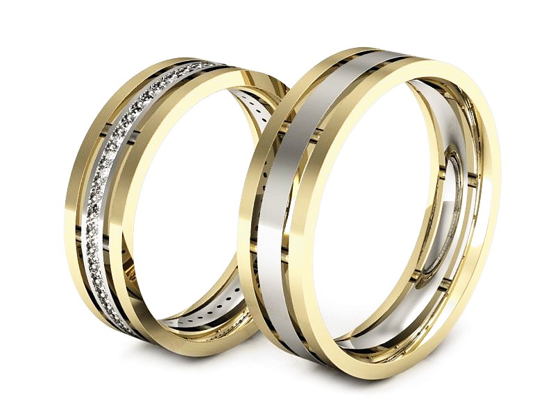 Obrączki z brylantami złoto żółte białe - P55160T101bz — zdjęcie 3