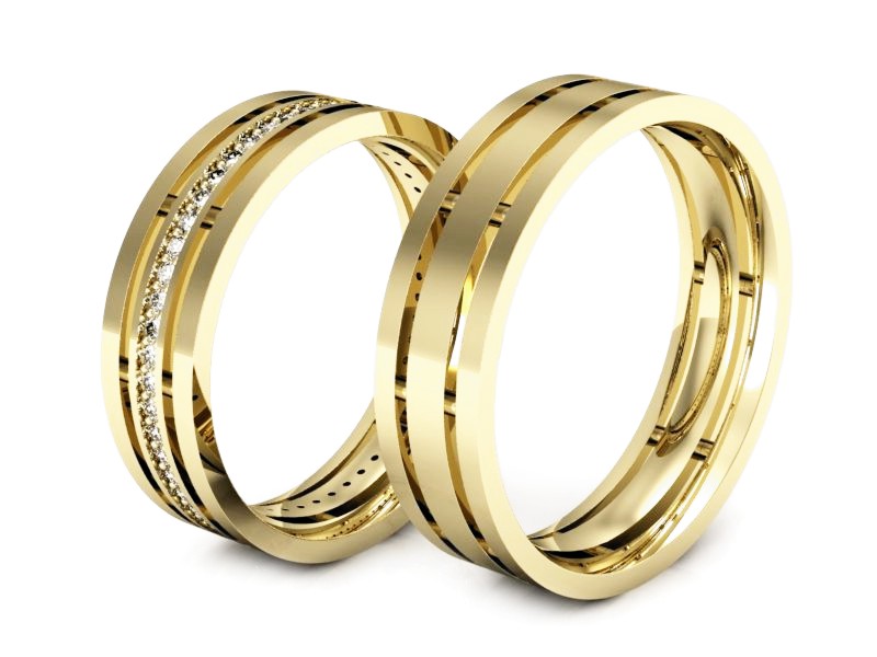 Obrączki z brylantami złote żółte złoto 14k - P55160T101z — zdjęcie 3