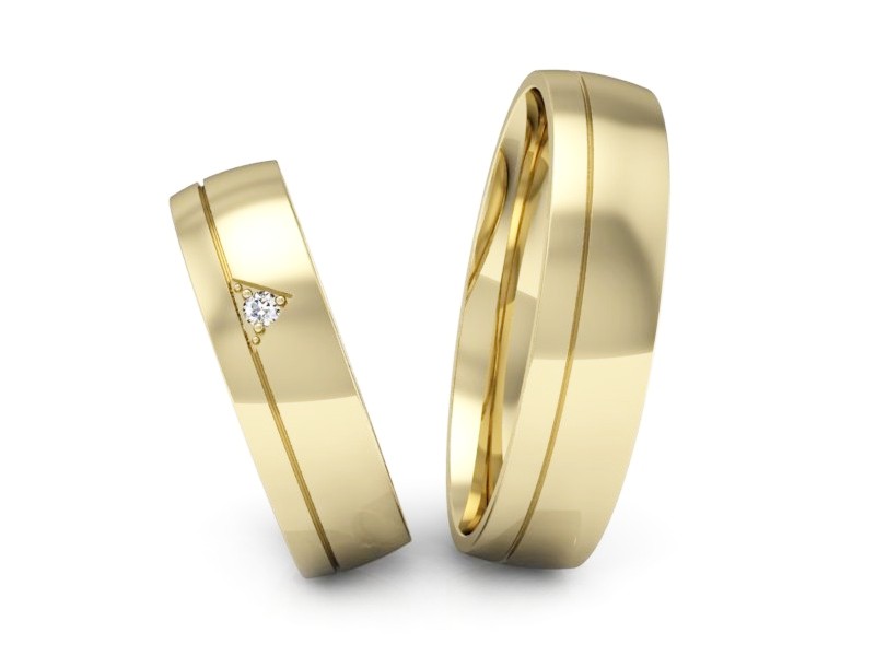 Obrączki z diamentem złote żółte złoto 14k - P55160T104z — zdjęcie 3