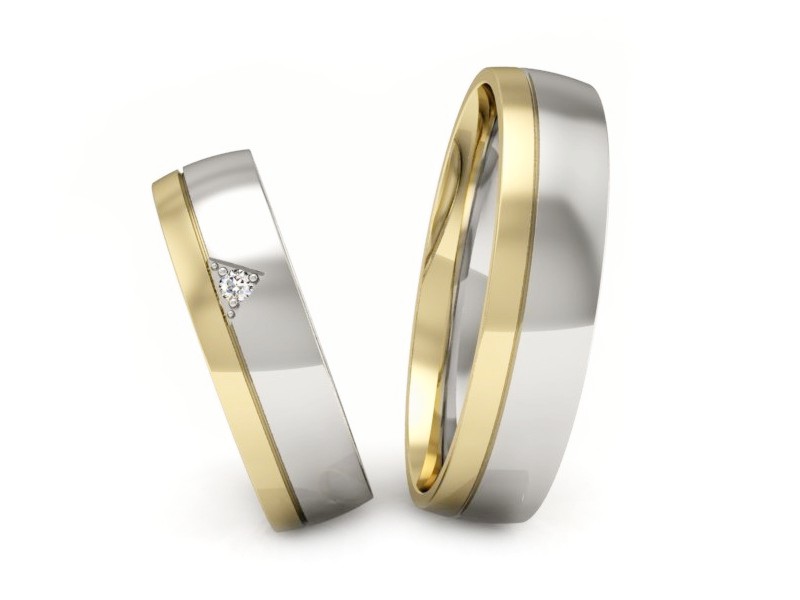 Obrączki z brylantem żółte białe złoto 585 - P55160T104zb — zdjęcie 3