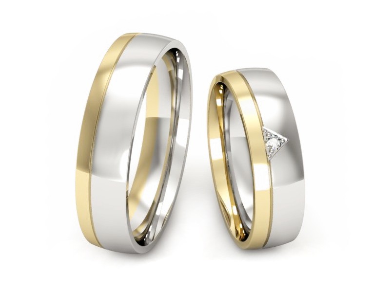 Obrączki z brylantem żółte białe złoto 585 - P55160T104zb